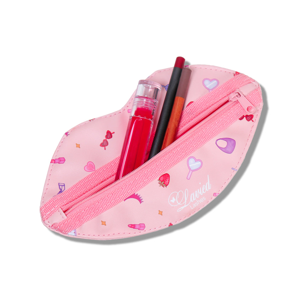 
                  
                    Load image into Gallery viewer, MAKEUP BAG &amp;amp; LIP SHAPED BAG SET
                  
                