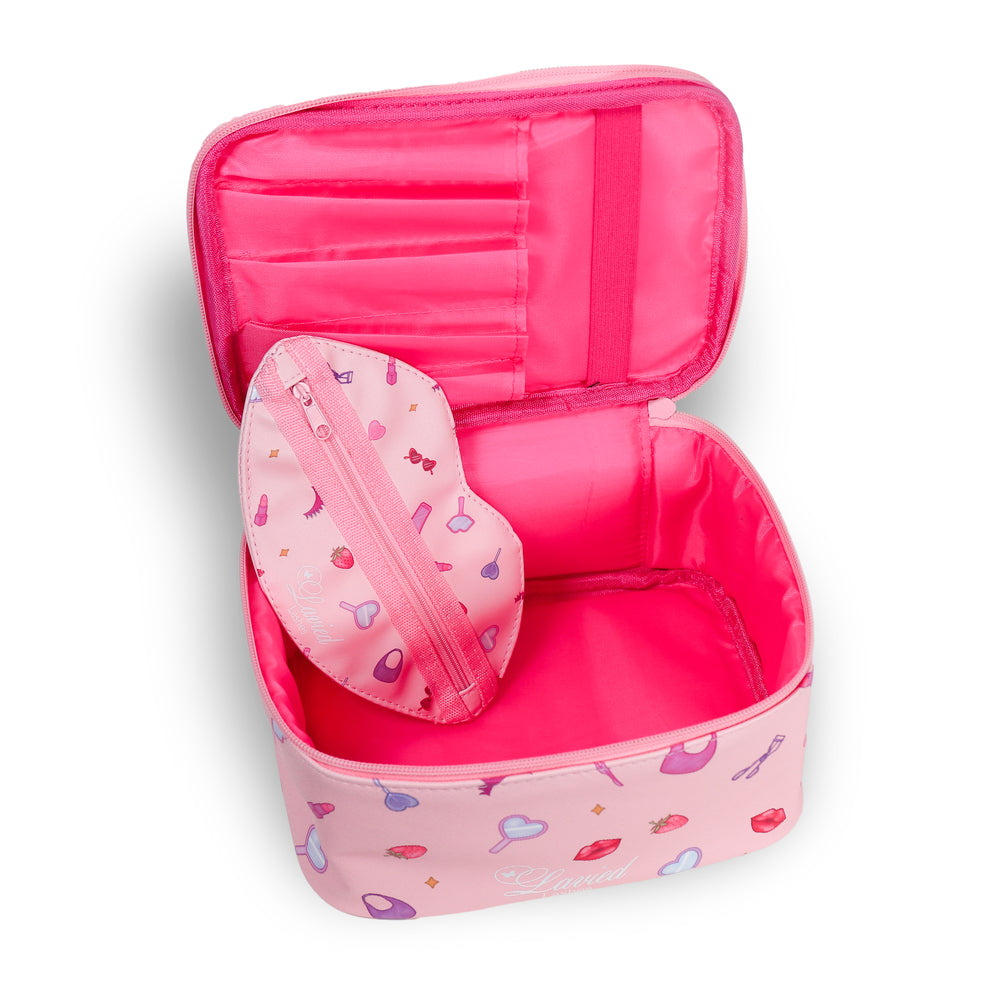 
                  
                    Load image into Gallery viewer, MAKEUP BAG &amp;amp; LIP SHAPED BAG SET
                  
                